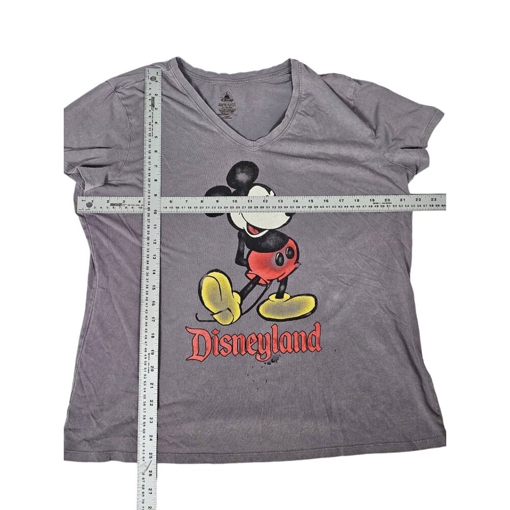 Disney Parks Mickey Mouse Womens XL T Shirt Tan V Neck Walt Disney World Gray